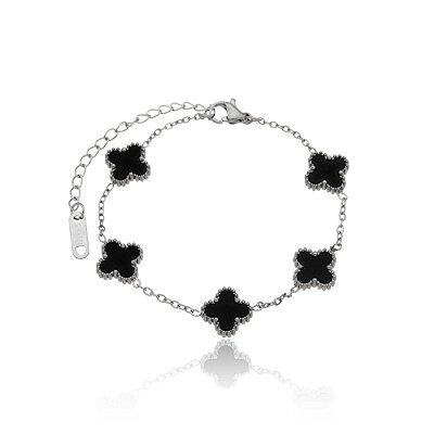 Pulseira de trevo- aço inox