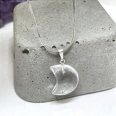 PINGENTE LUA QUARTZO CRISTAL-LIMPEZA ENERGÉTICA