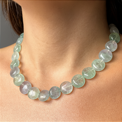 CHOKER MEDALHA FLUORITA- ESPERANÇA
