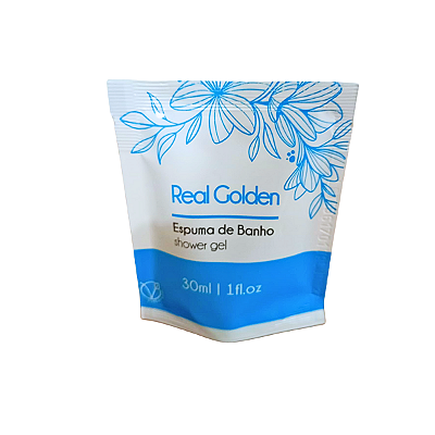 Espuma de Banho Real Golden para Hotel REALGEMS Erva Doce Sachê 30ml cx 100 un
