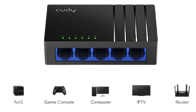 SWITCH  5 PORTA PRETO - CUDY