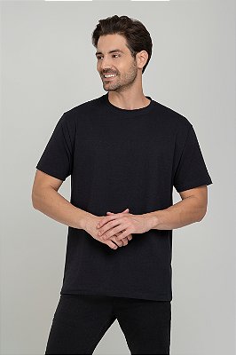 Camiseta Masculina de Algodão Egípcio Preta