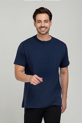 Camiseta Básica de Algodão Egípcio Azul Marinho