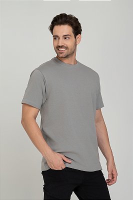 Camiseta Básica de Algodão Egípcio Cinza
