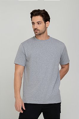 Camiseta Básica de Algodão Egípcio Cinza Mescla