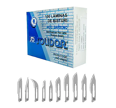 Lâminas de Bisturi Aço Carbono Nº 22 C/ 100 Unid - Solidor