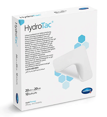 Curativo Espuma de poliuretano e Hidrogel - Hartmann - 20cm x 20cm HydroTac Unid