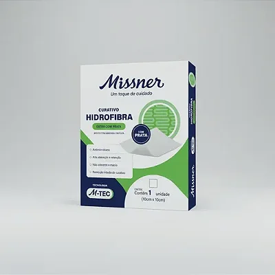Curativo M-Tec Hidrofibra Extra com Prata 10x10cm 1 unidade - Missner