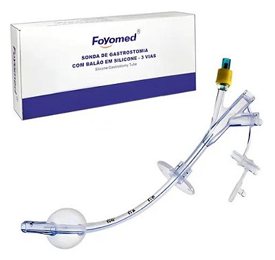 Sonda para Nutrição Enteral Gastrostomia c/ balão Silicone - 3 vias 20Fr Foyomed
