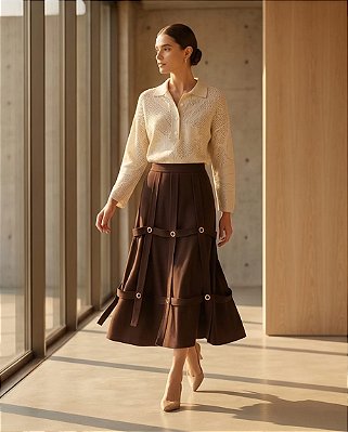 SAIA GAIOLA EM TRICOT (MARRON)