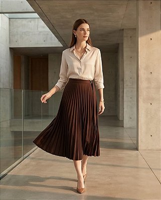 SAIA PLISSADA EM TRICOT COM REGULADOR