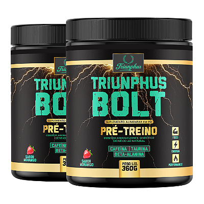 Kit 2 Pré Treino Triunphus Bolt 360g Sabor Morango - Foco, Energia e Performance