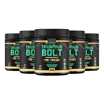 Kit 5 Pré Treino Triunphus Bolt 360g Sabor Morango - Foco, Energia e Performance