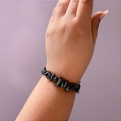 Pulseira de Hematita – Pedra Natural para Foco, Proteção e Afasta Vícios
