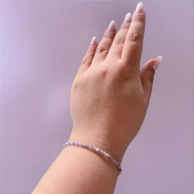 Pulseira de Ametista Lavanda 2mm Multifacetada - Pedra Natural