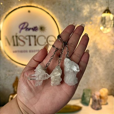 Chaveiro de Quartzo Cristal Bruto – Purificação, Energização e Intensificador