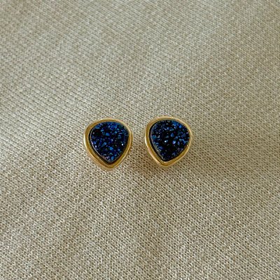 Brinco Semijoia Gota de Pedra Estrela – Intuição e Energia Positiva | Banho de Ouro 18k