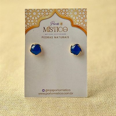 Brinco Meia Esfera de Sodalita – Pedra Natural