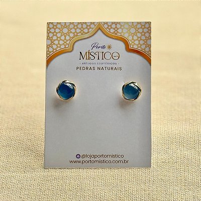 Brinco Meia Esfera de Água-Marinha – Pedra Natural
