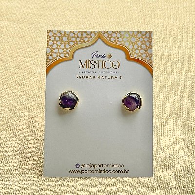 Brinco Meia Esfera de Ametista – Pedra Natural