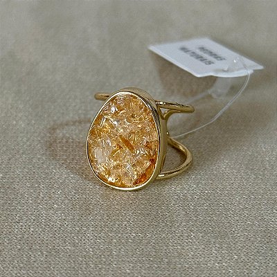 Anel Semijoia Regulável com Citrino – Abundância e Poder Pessoal | Banho de Ouro 18k