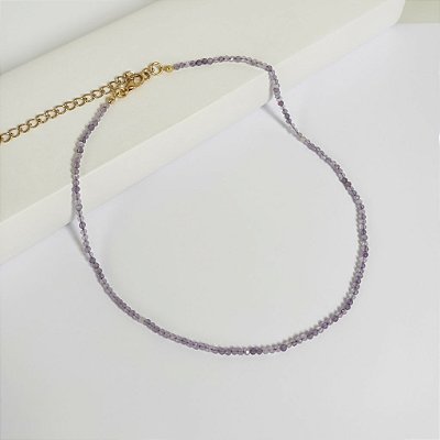 Colar de Ametista Lavanda 2mm Multifacetado – Pedra Natural