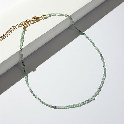 Colar de Fluorita 2mm Multifacetado - Pedra Natural