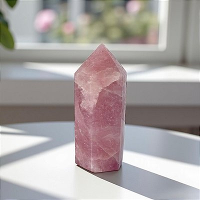 Ponta Polida de Quartzo Rosa – Qualidade Excelente
