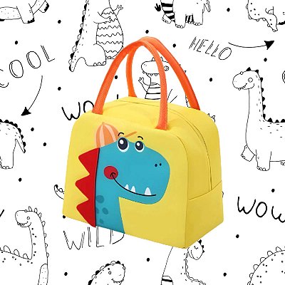 Bolsa Térmica Infantil Lancheira Escolar Marmita C/ Alça Estampas Animais Fofos 3D