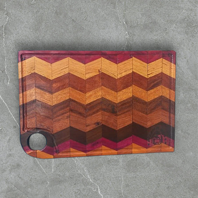 Tábua de Cozinha Zig-Zag Multicolor - Design Exclusivo em Madeira
