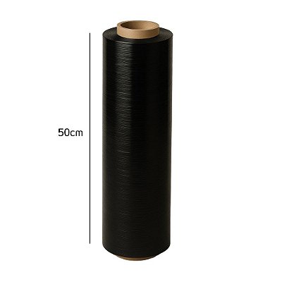 Bobina de Filme Strech Preto 50cm x 2kg 0,025 micras