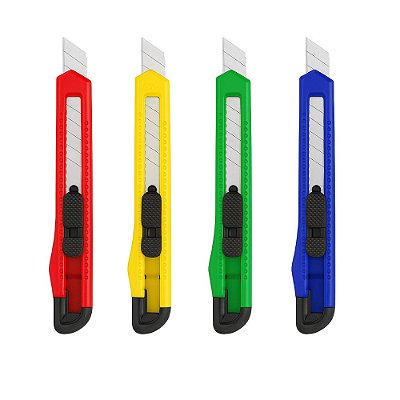 Estilete Lamina Estreita 9Mm Gatte (Cores Sortidas)