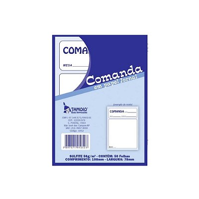 Comanda Papel Jornal Bloco 50Fls Tamoio