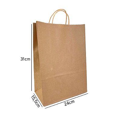 Sacola Kraft Delivery G 24 x 15,5 x 31cm C/ 20und