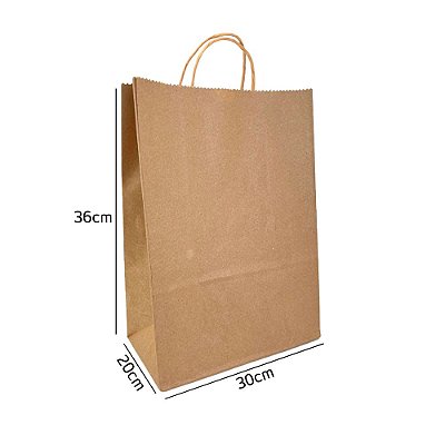 Sacola Kraft Delivery GG 30 x 20 x 36cm C/20und