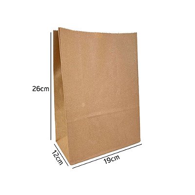 Saco Kraft Delivery M 19 x 12 x 26cm c/ 50und