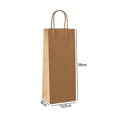 Sacola de Papel Kraft P/ Vinho 13,5x8x39