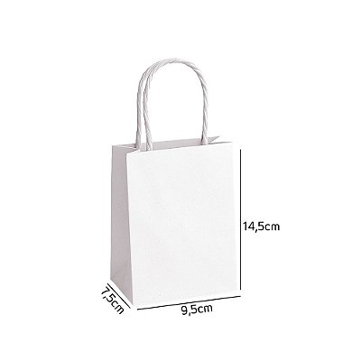 Sacola de Papel Branca PP 9,5x7,5x14,5
