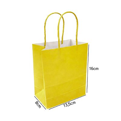 Sacola de Papel Amarela Mini 13,5x8x16