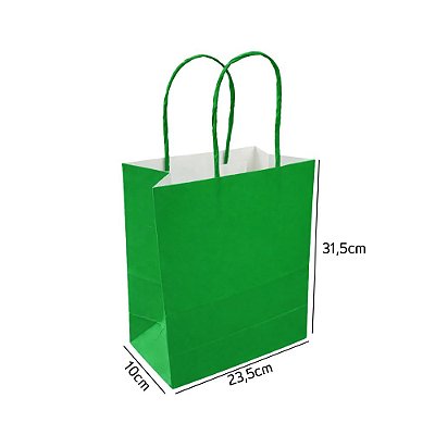 Sacola de Papel Verde M 23,5x10x31,5