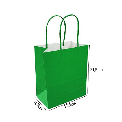 Sacola de Papel Verde P 17,5x8,5x21,5