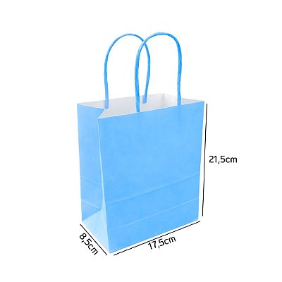Sacola de Papel Azul Céu P 17,5x8,5x21,5
