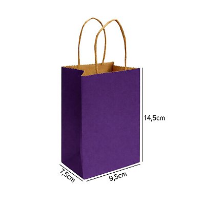 Sacola de Papel Kraft Roxa PP 9,5x7,5x14,5