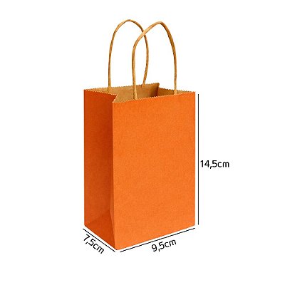 Sacola de Papel Kraft Laranja PP 9,5x7,5x14,5