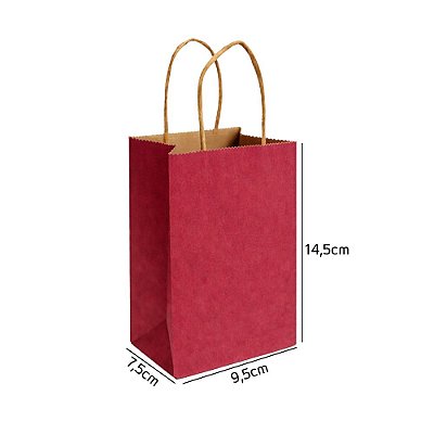 Sacola de Papel Kraft Vermelha PP 9,5x7,5x14,5