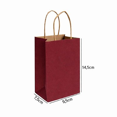 Sacola de Papel Kraft Marsala PP 9,5x7,5x14,5