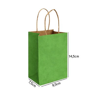 Sacola de Papel Kraft Verde Limão PP 9,5x7,5x14,5
