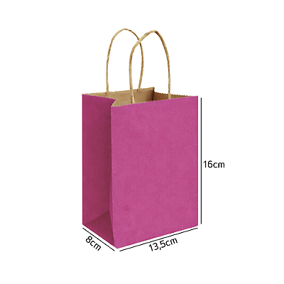 Sacola de Papel Kraft Pink Mini 13,5x8x16