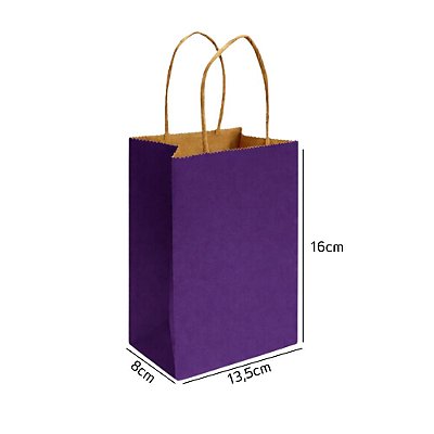 Sacola de Papel Kraft Roxa Mini 13,5x8x16