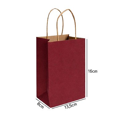 Sacola de Papel Kraft Marsala Mini 13,5x8x16